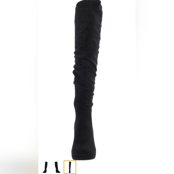 Chinese Laundry Black Faux Suede Over the Knee Slouch Wedge Heel Boot - size 8.5 - Picture 3 of 16
